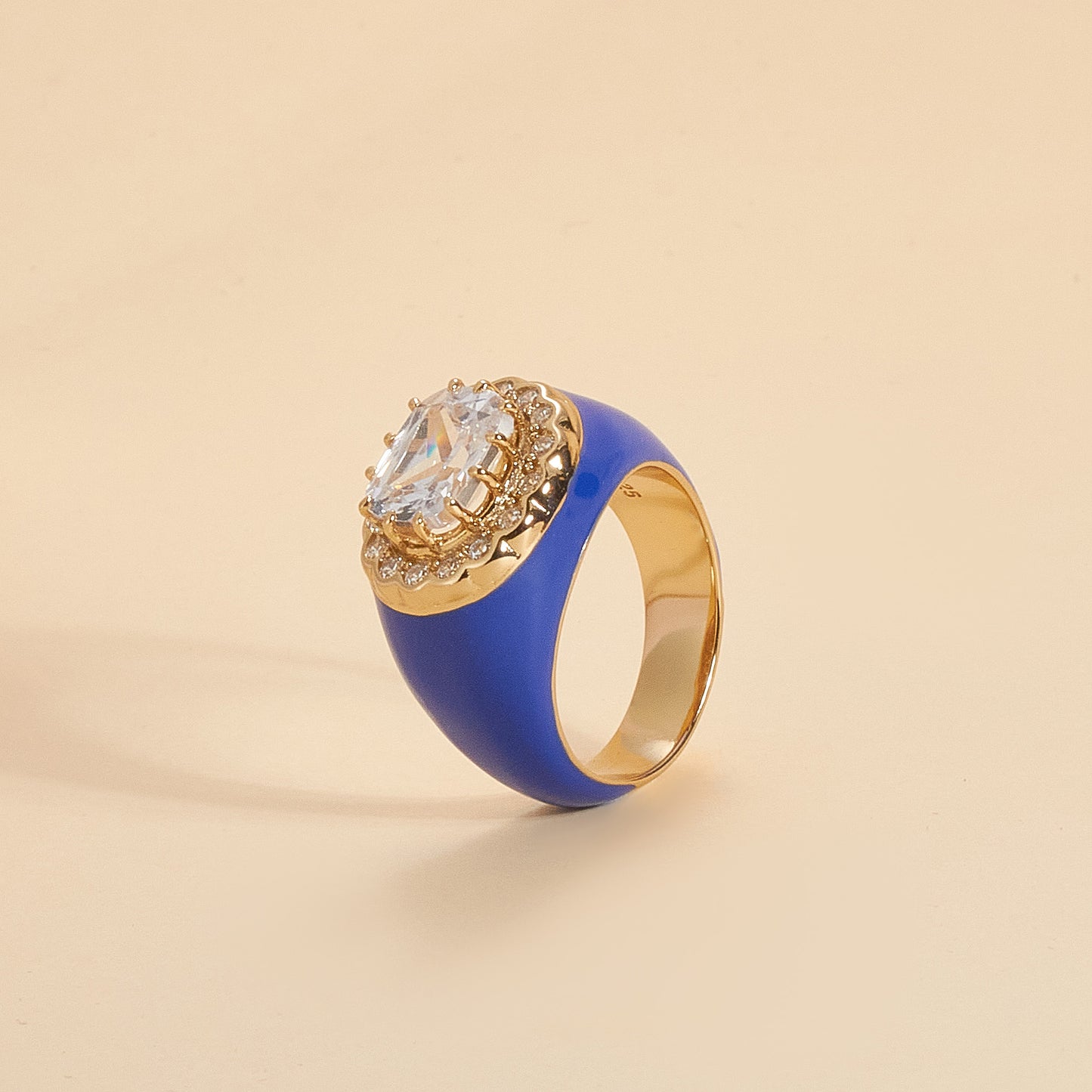 Blue Lotus Enamel Ring