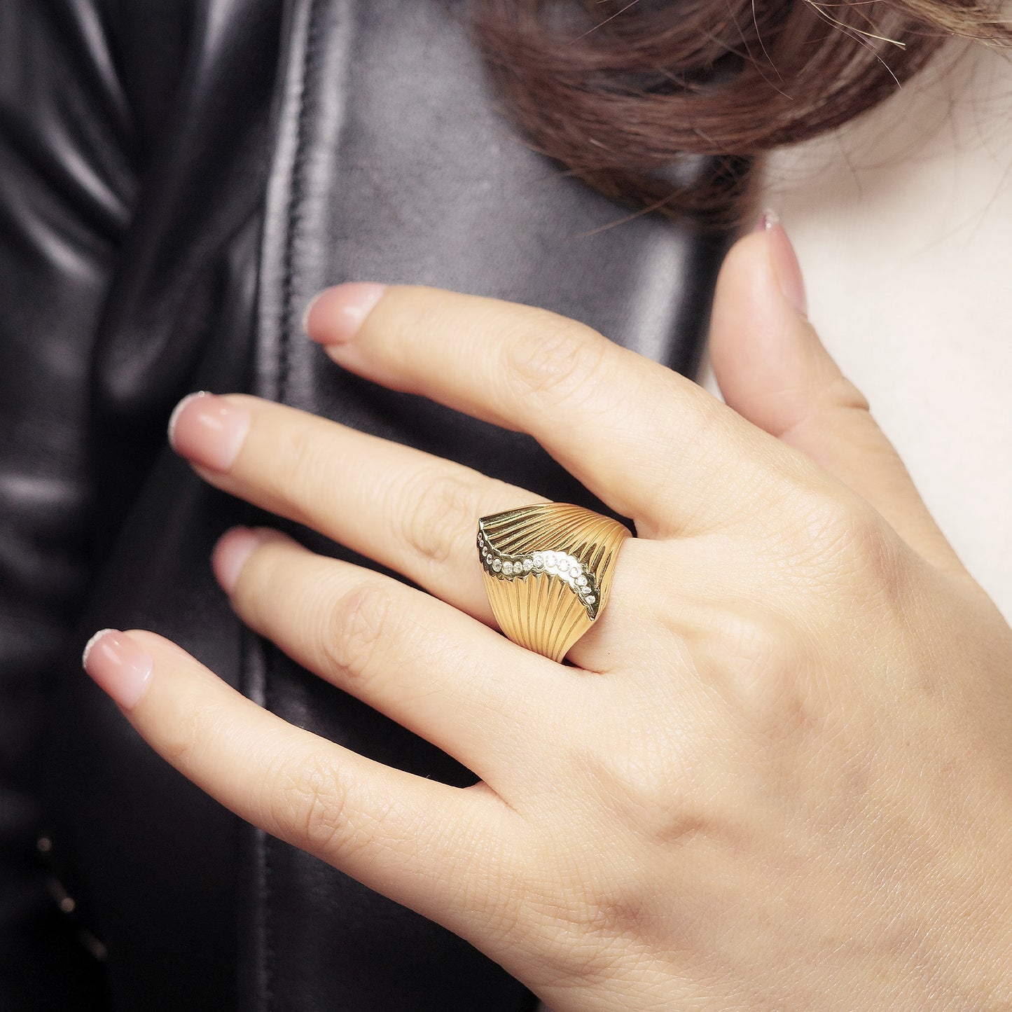 Golden Layered Fan Ring