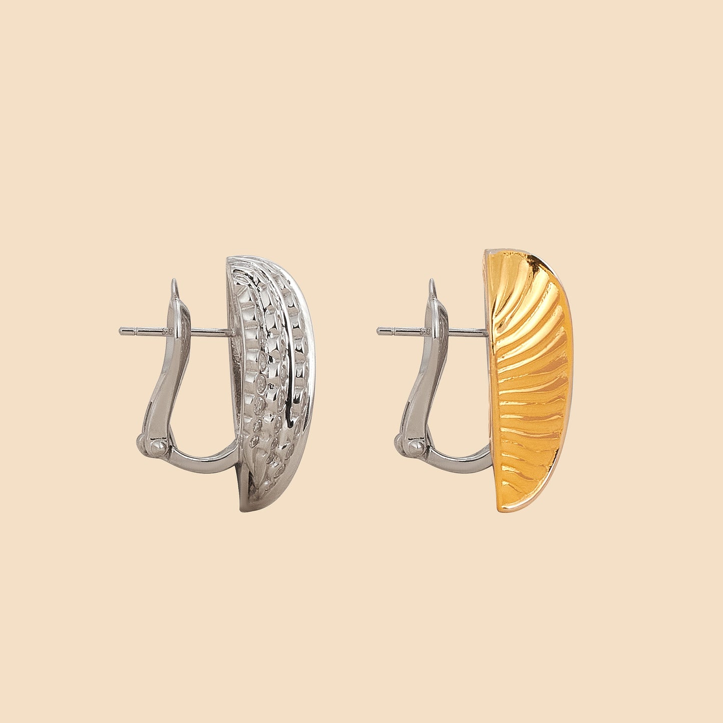 Stacked gold fan earrings