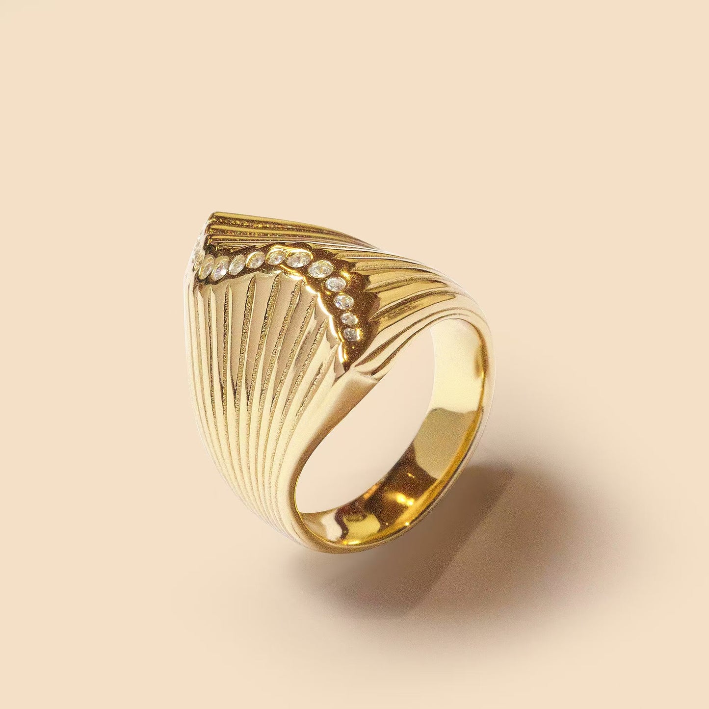 Golden Layered Fan Ring
