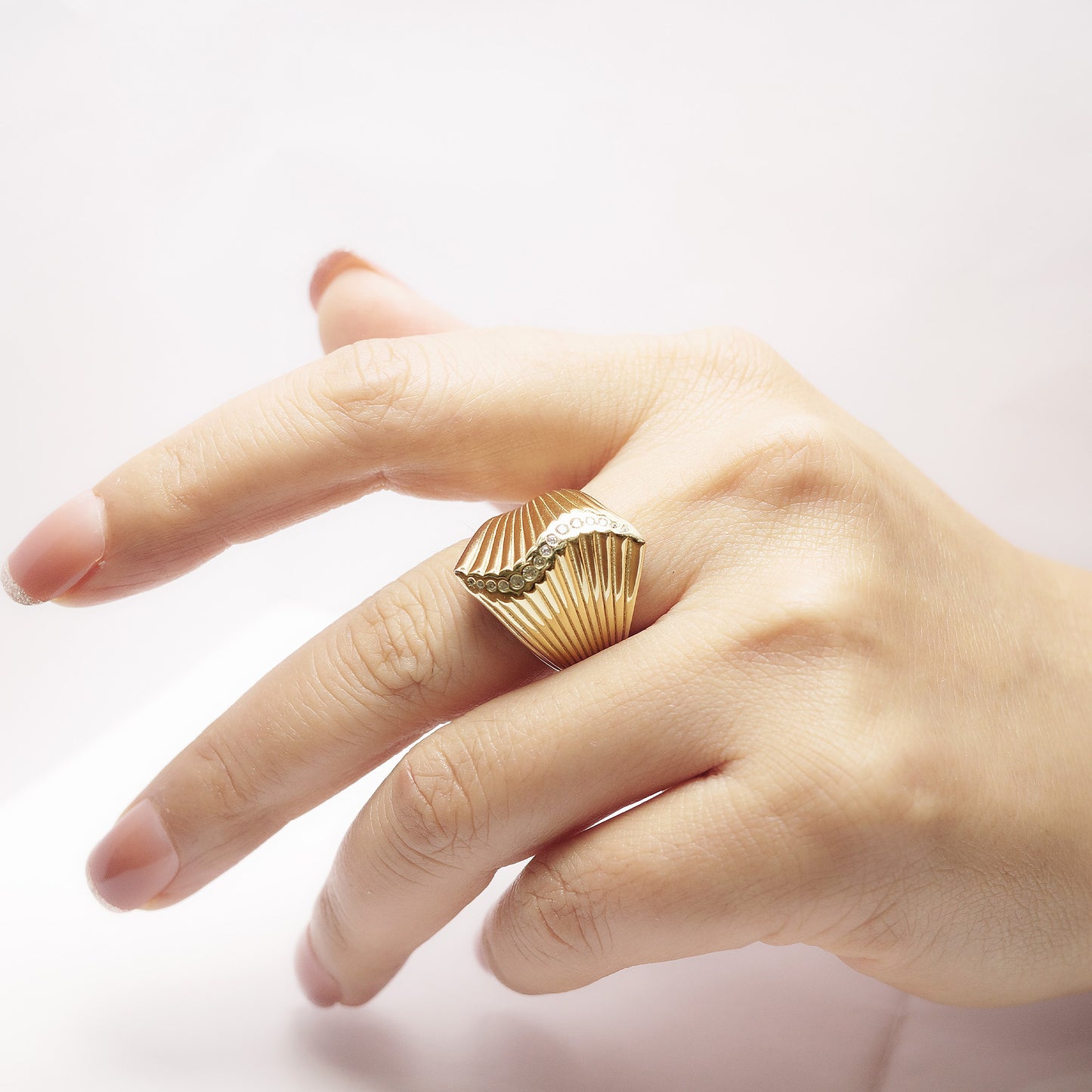 Golden Layered Fan  Ring